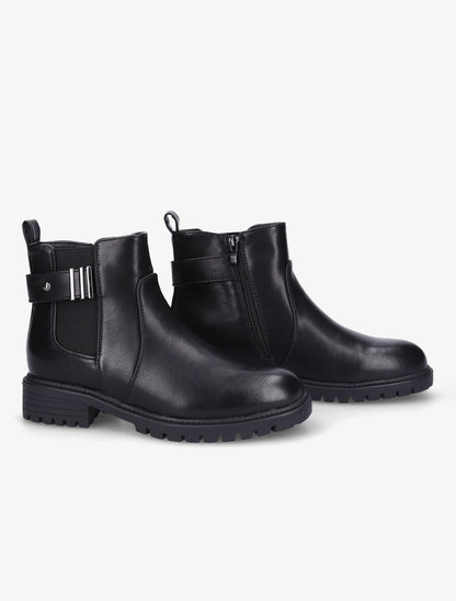 Bottines élastiquées à sangle et semelle crantée - Noir - 4