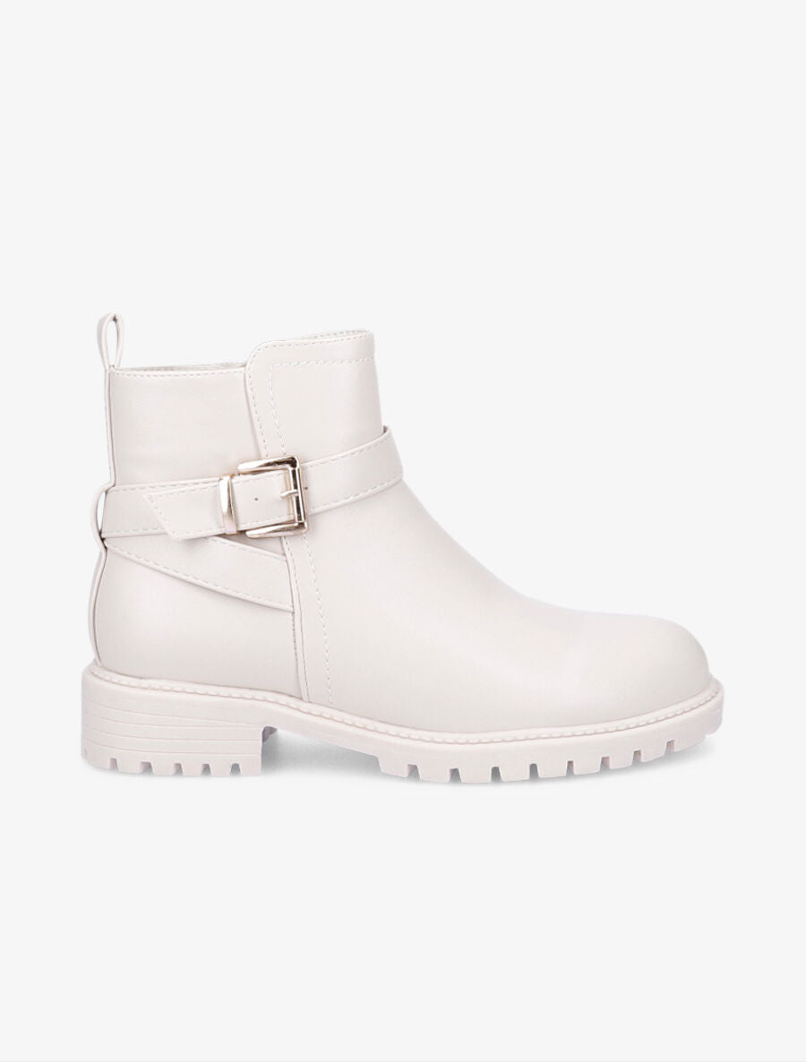 Bottines à boucle et semelle crantée - Blanc - 5