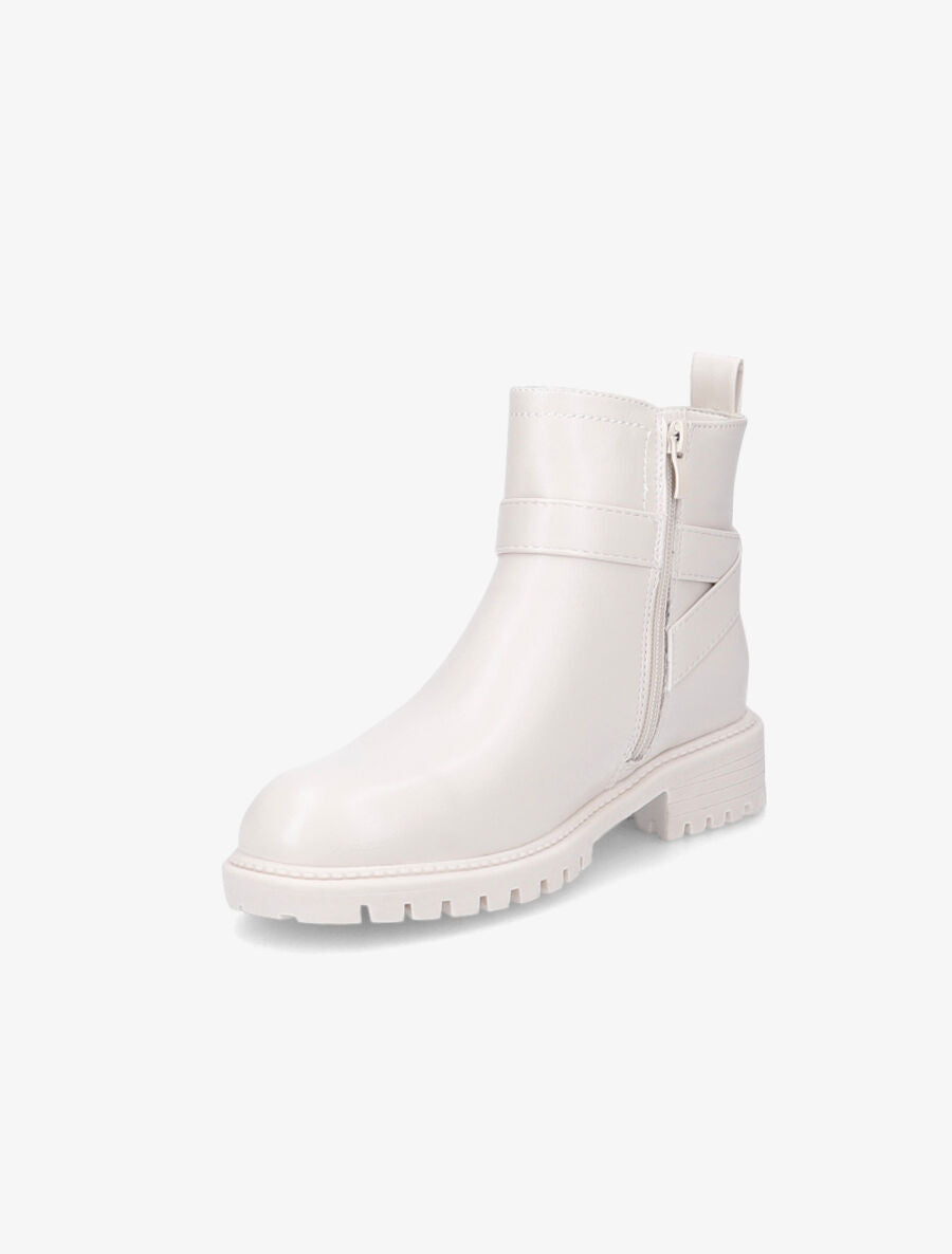 Bottines à boucle et semelle crantée - Blanc - 3