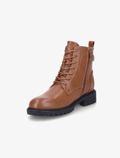 Bottines à lacets et semelle crantée - Camel - 3