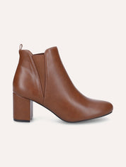 Bottines élastiquées à talon en simili - Camel - 1