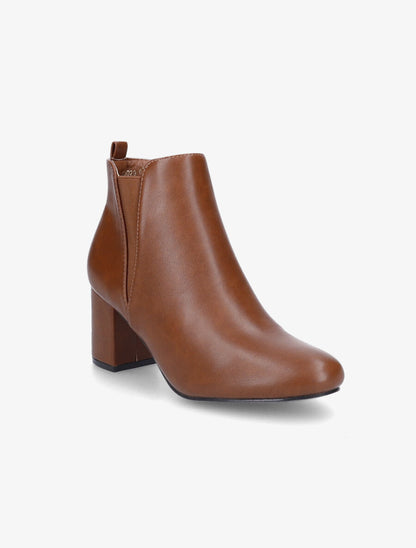Bottines élastiquées à talon en simili - Camel - 2
