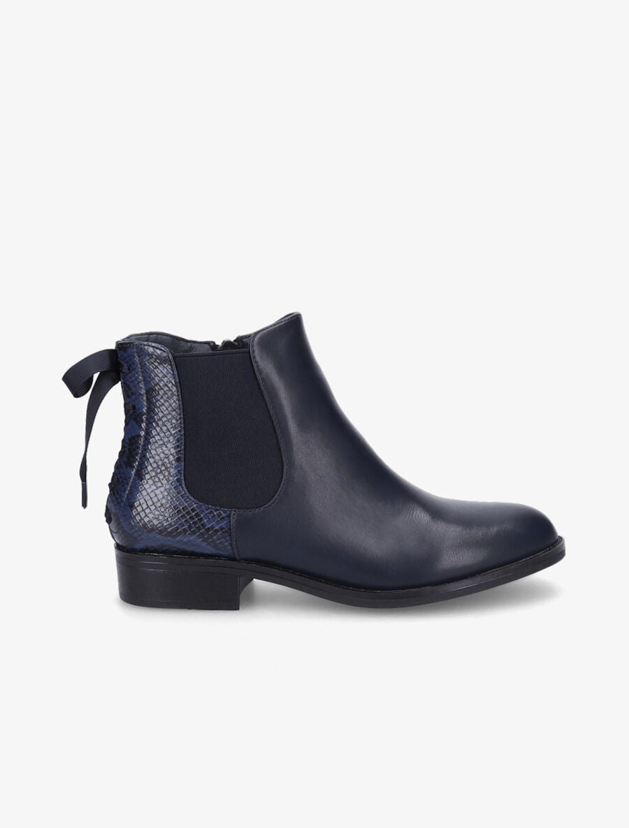 Bottines à contrefort corseté effet python - Marine - 5