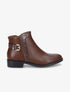 Bottines à boucle et empiècement croco - Marron - 1