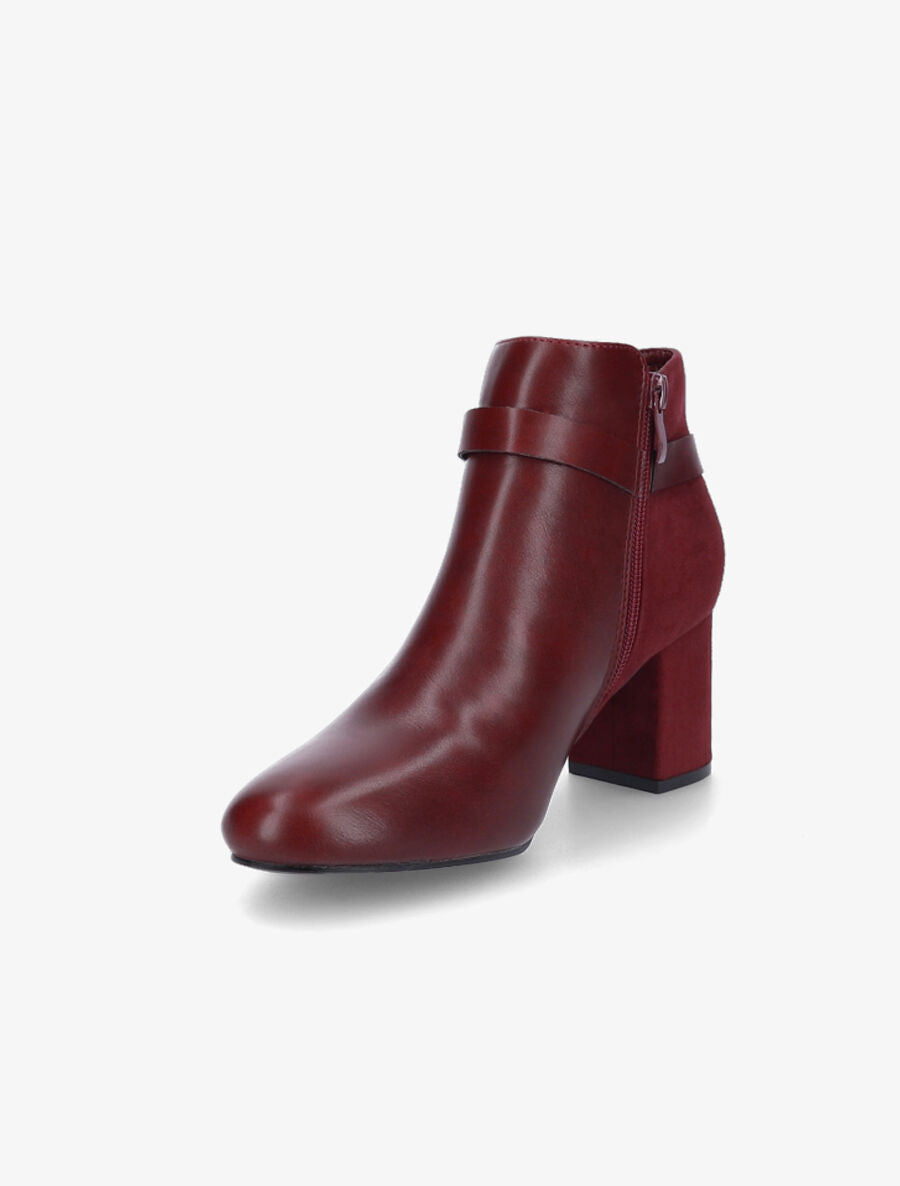 Bottines à talon bi-matière - Bordeaux - 3