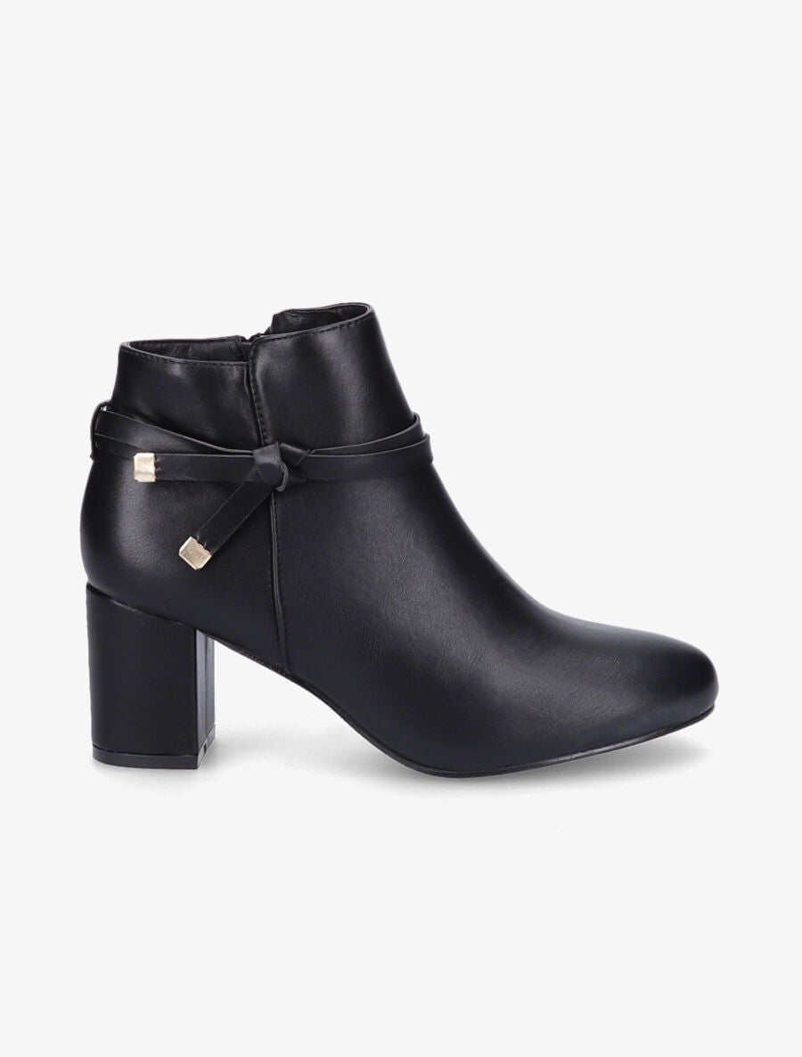 Bottines à talon en simili - Noir - 1