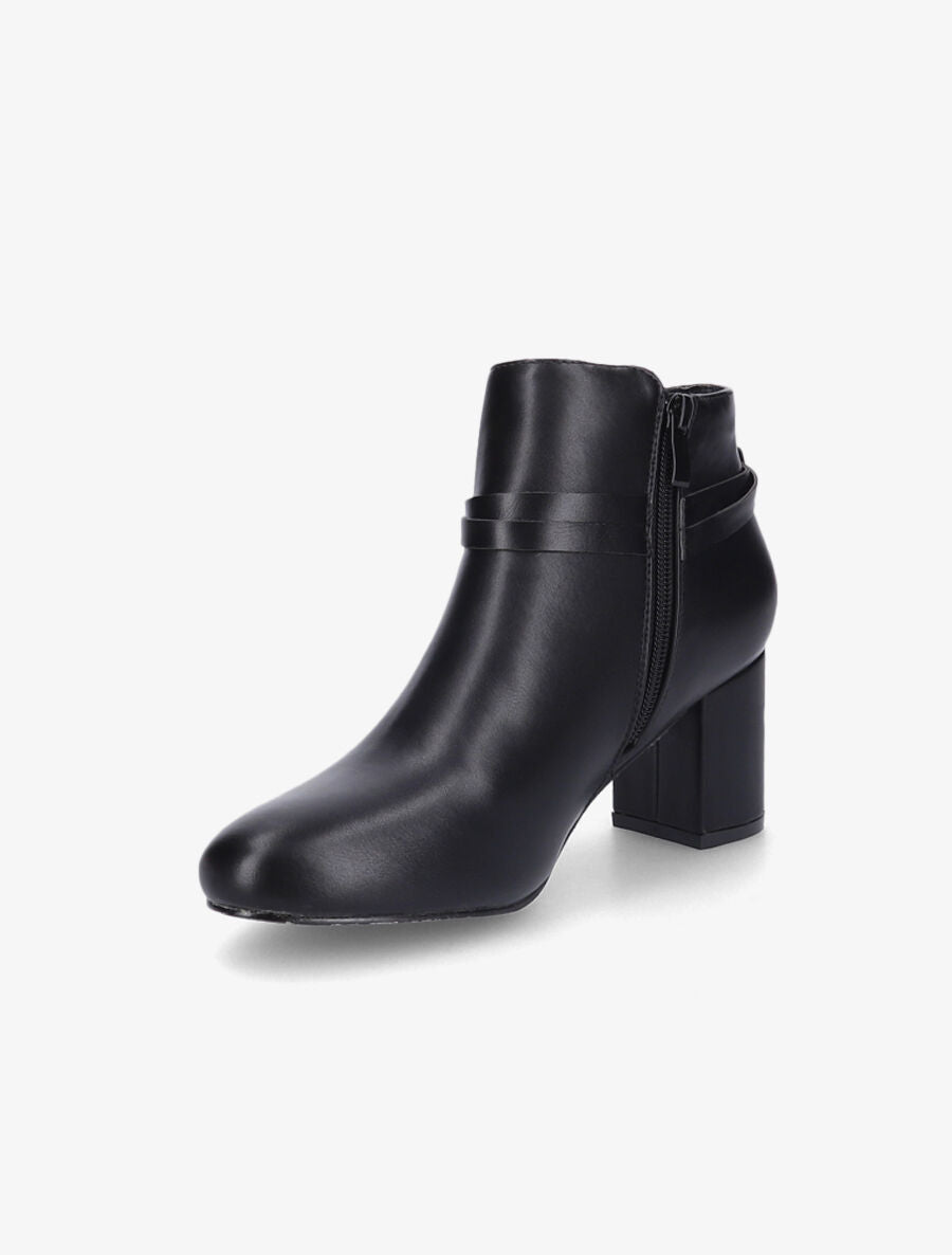 Bottines à talon en simili - Noir - 3