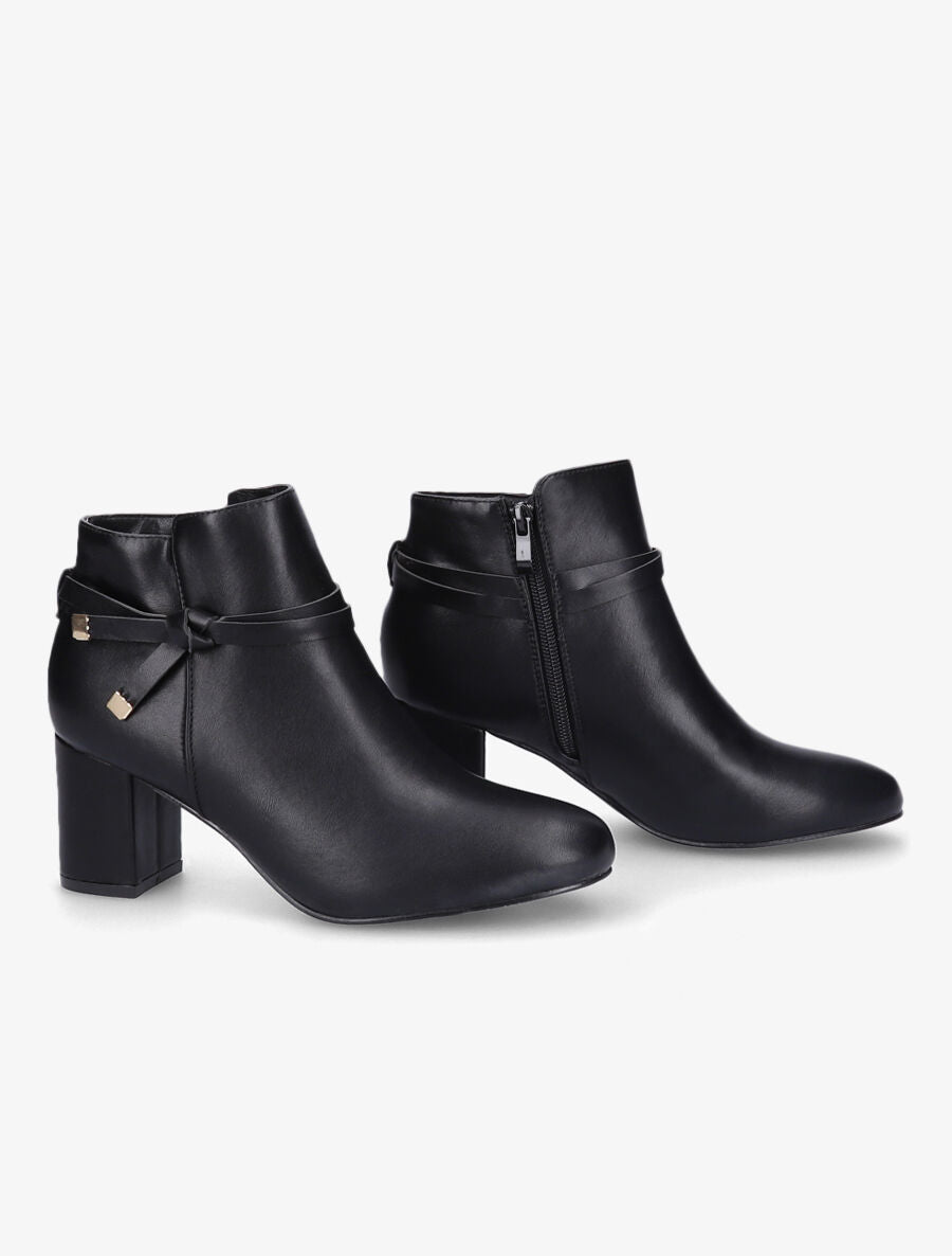 Bottines à talon en simili - Noir - 4