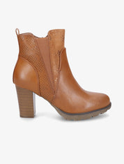 Bottines à talon à empiècement python - Camel - 1