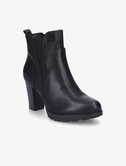 Bottines à talon à empiècement python - Noir - 2