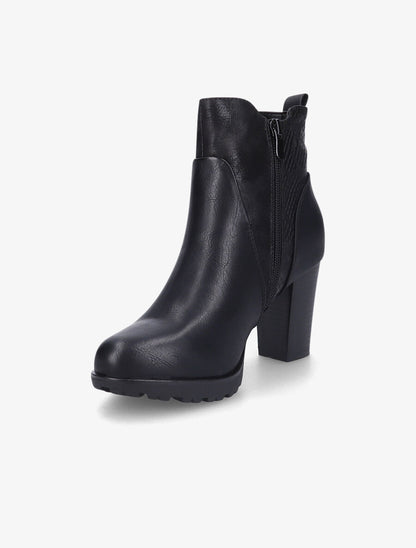 Bottines à talon à empiècement python - Noir - 3