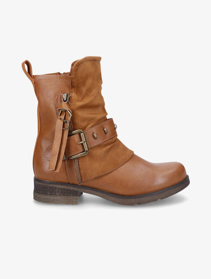 Boots montantes bi-matière à sangle - Camel - 1