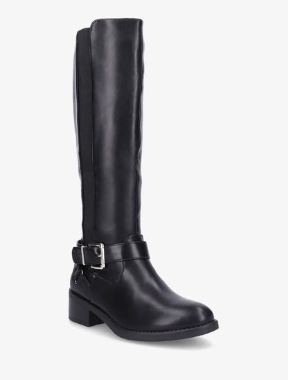 Bottes classiques élastiquées en simili - Noir - 2