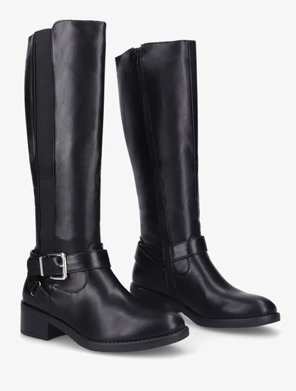 Bottes classiques élastiquées en simili - Noir - 4