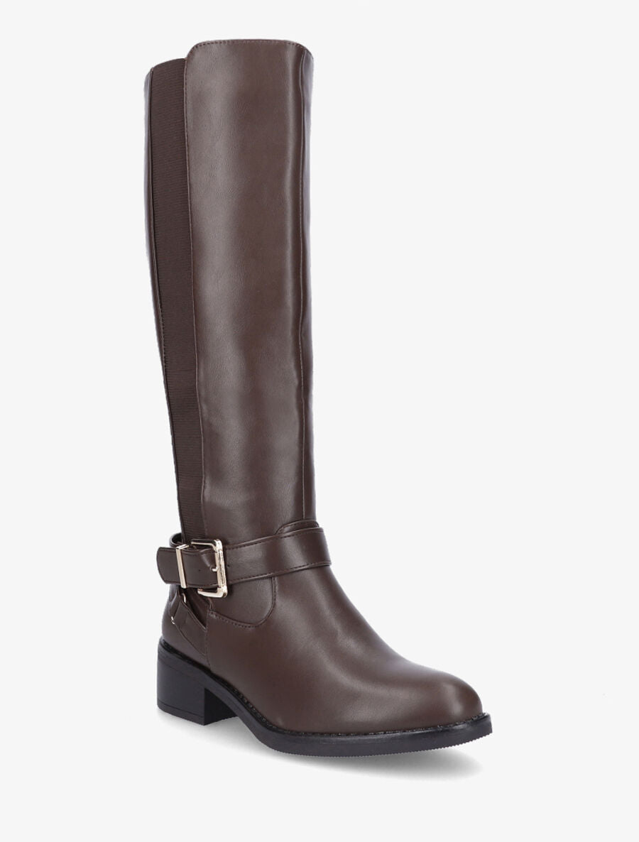 Bottes classiques élastiquées en simili - Marron - 2