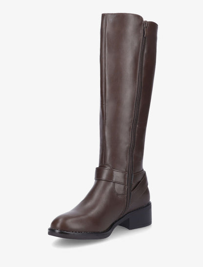 Bottes classiques élastiquées en simili - Marron - 3