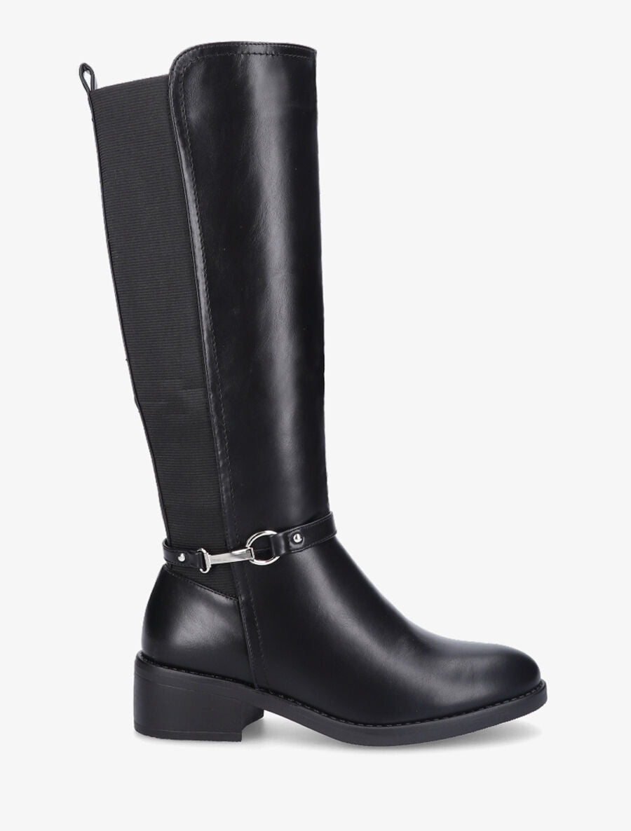 Bottes style cavalière en simili - Noir - 1