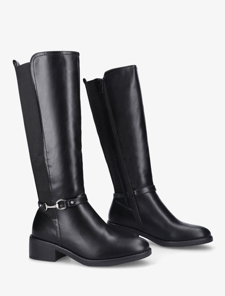 Bottes style cavalière en simili - Noir - 4