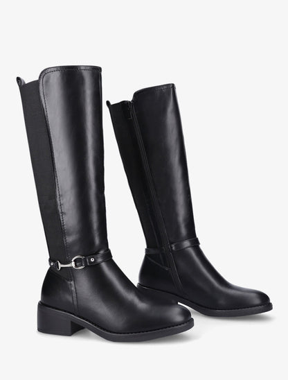Bottes style cavalière en simili - Noir - 4