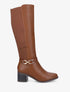 Bottes élastiquées en simili à talon - Camel - 5