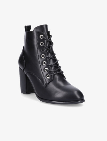 Bottines à lacets en simili - Noir - 2