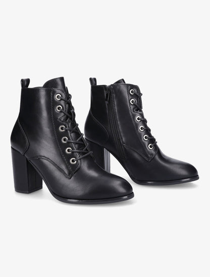 Bottines à lacets en simili - Noir - 4