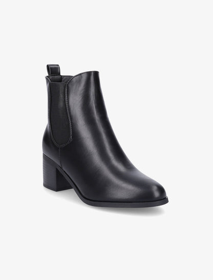 Bottines en simili à talon - Noir - 2