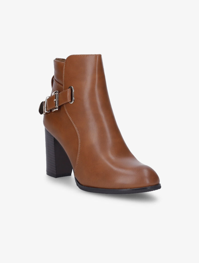 Bottines hautes à bride décorative - Camel - 3