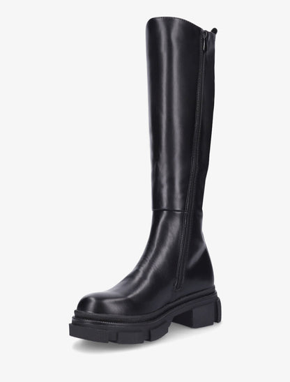 Bottes élastiquées en simili à talon - Noir - 4