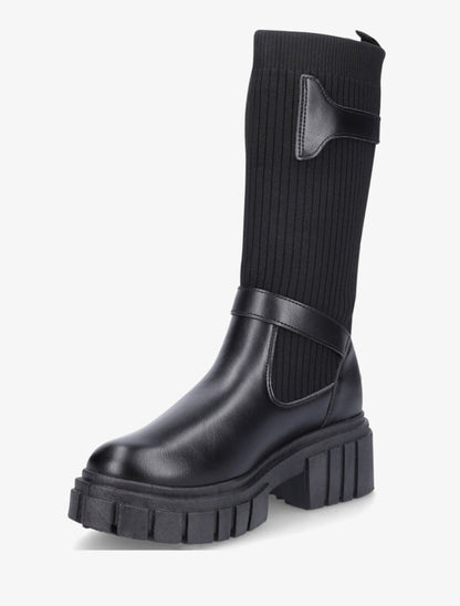 Boots chaussettes à double sangles - Noir - 3