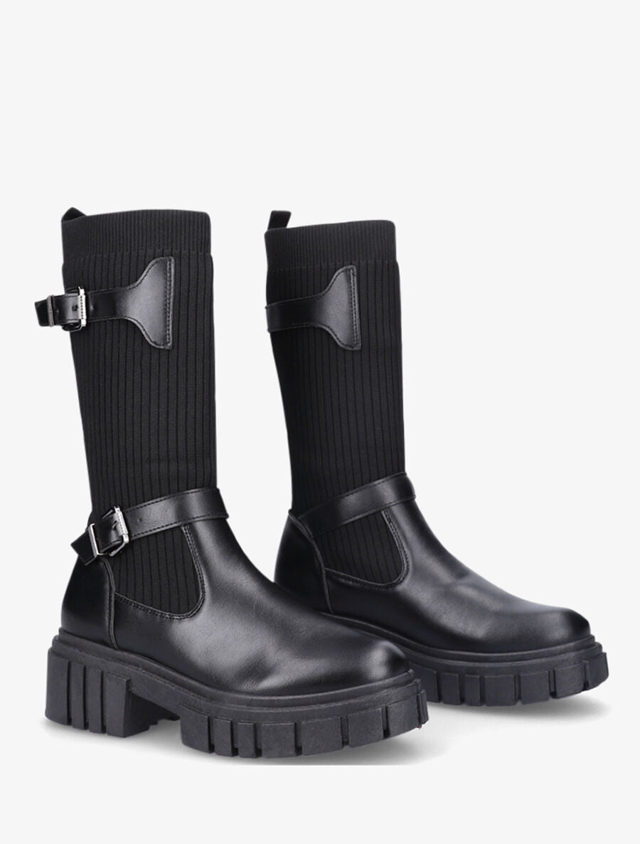 Boots chaussettes à double sangles - Noir - 4