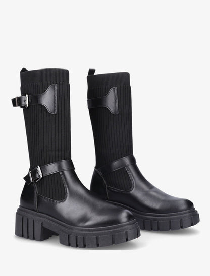 Boots chaussettes à double sangles - Noir - 4