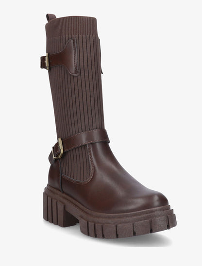 Boots chaussettes à double sangles - Marron - 2