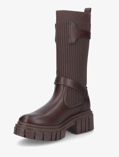 Boots chaussettes à double sangles - Marron - 3