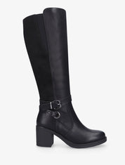 Bottes bi-matière en simili et suédine - Noir - 1
