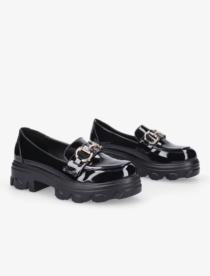 Mocassins vernis à double anneaux - Noir - 4