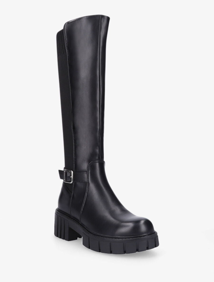 Bottes cavalières à plateforme crantée - Noir - 2
