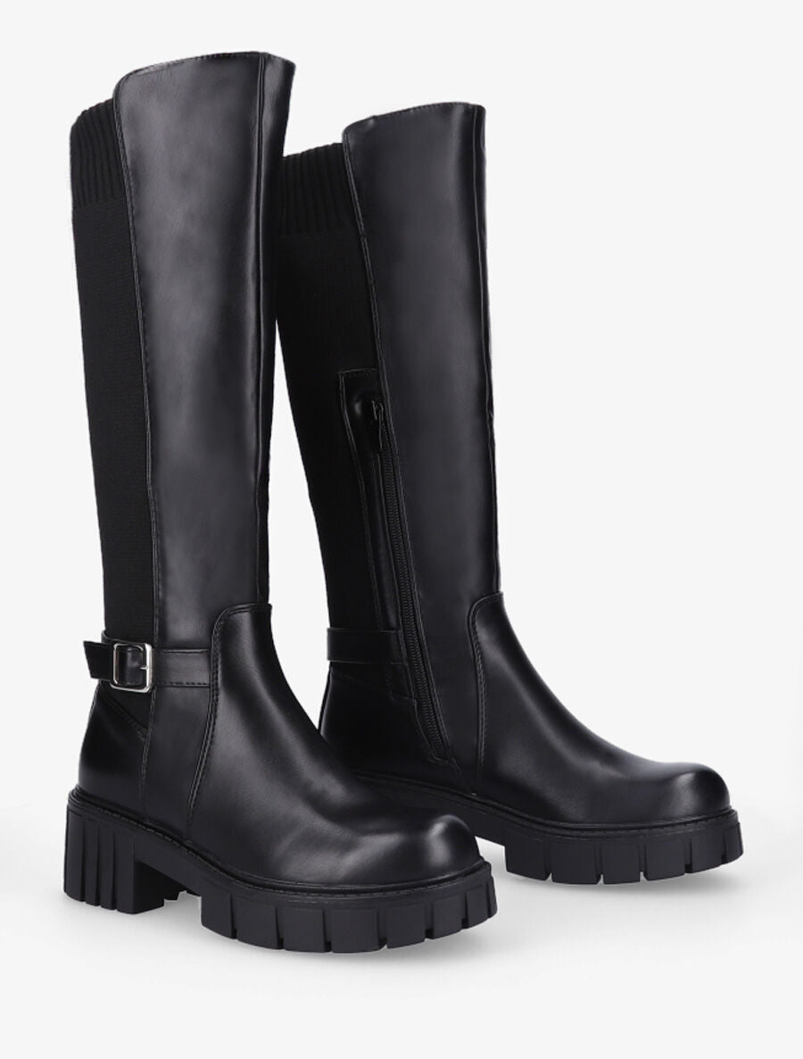 Bottes cavalières à plateforme crantée - Noir - 4