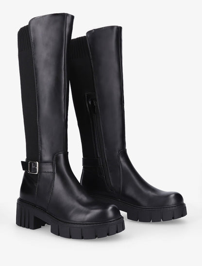 Bottes cavalières à plateforme crantée - Noir - 4