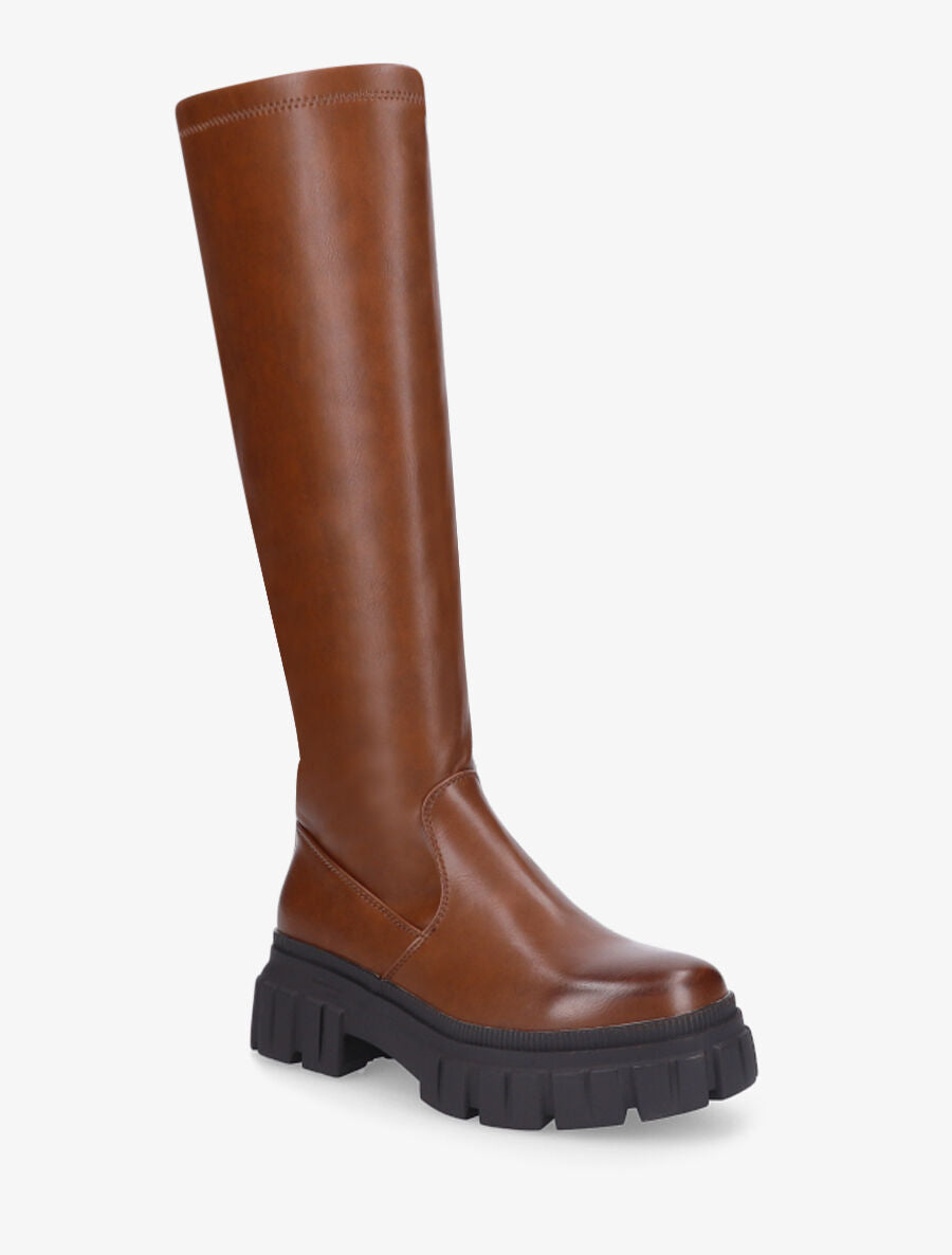 Bottes à plateforme et semelle crantées - Camel - 2