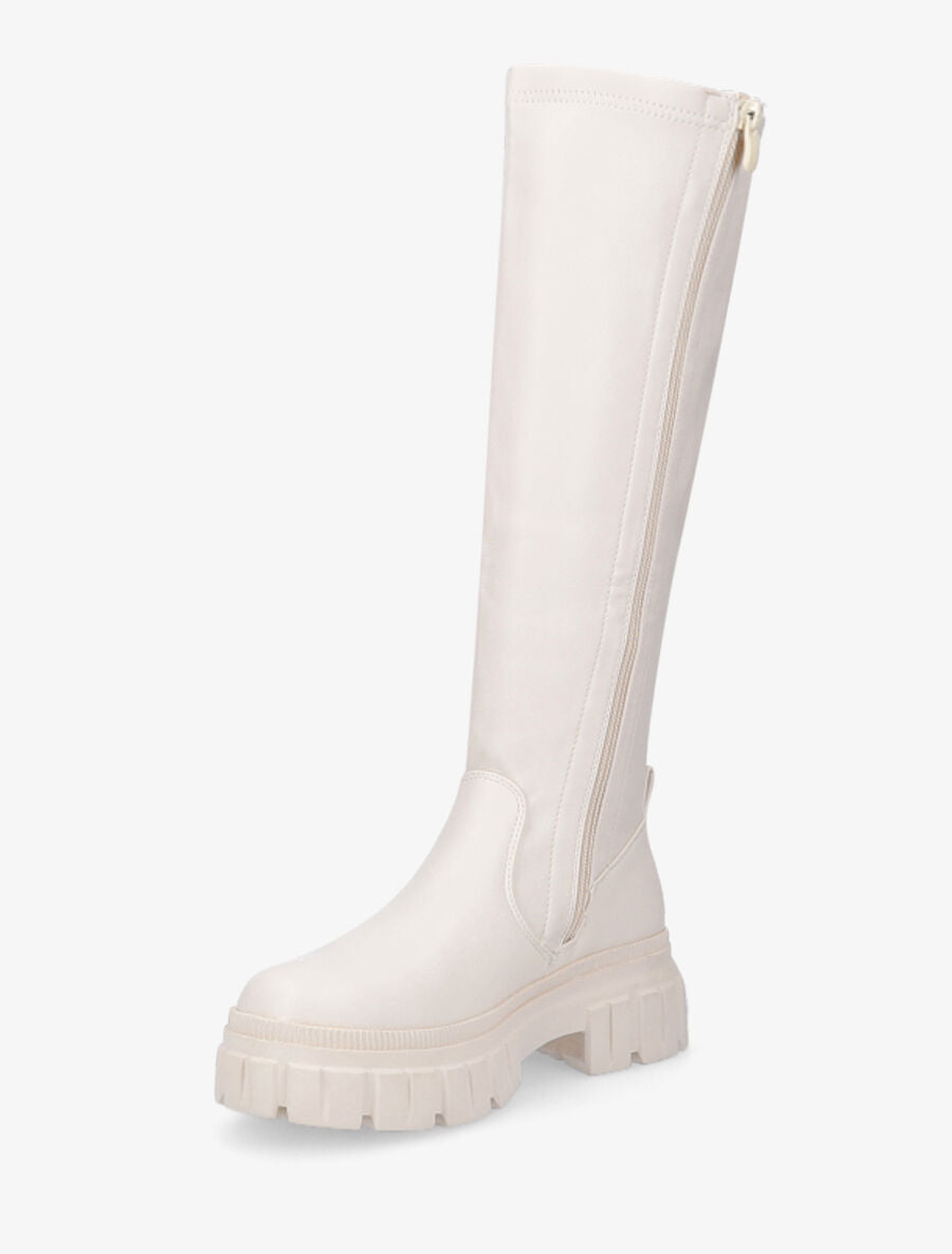 Bottes à plateforme et semelle crantées - Beige - 3
