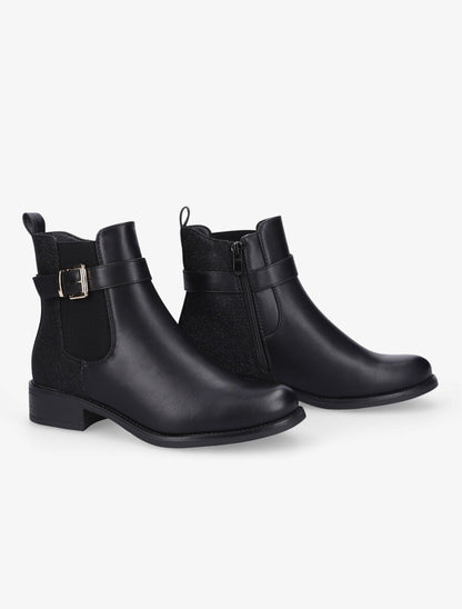 Bottines à contrefort irisé et sanglé - Noir - 4