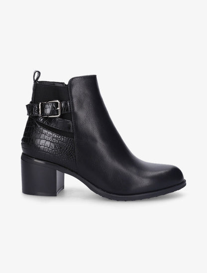 Bottines à contrefort python et élastiqué - Noir - 2