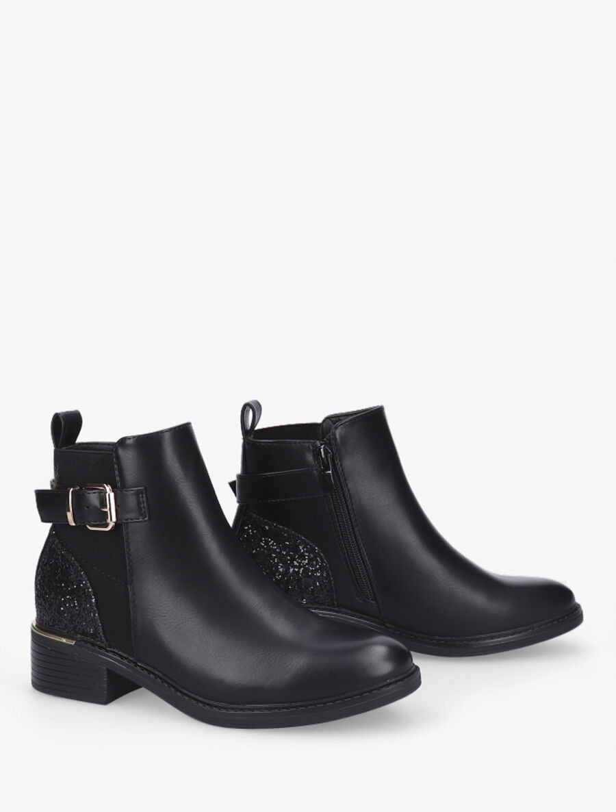 Bottines à contrefort pailleté et sanglé - Noir - 5