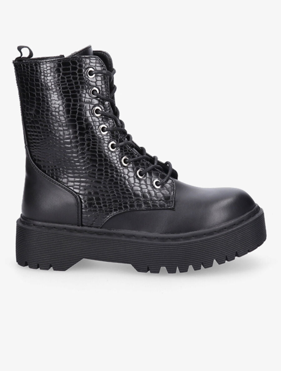 Boots montantes effet croco - Noir - 5