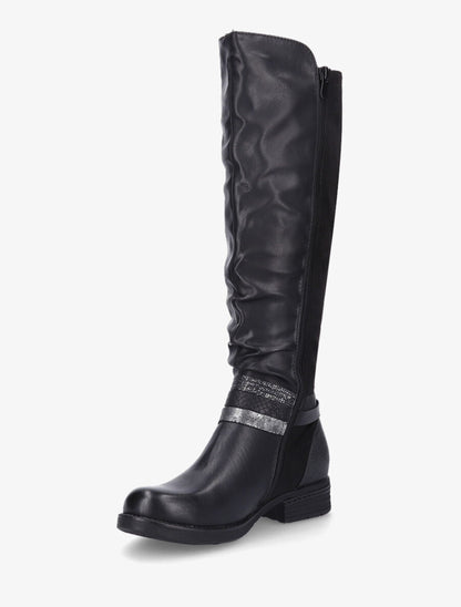 Bottes bi-matière à multi lanières irisées et python - Noir - 3