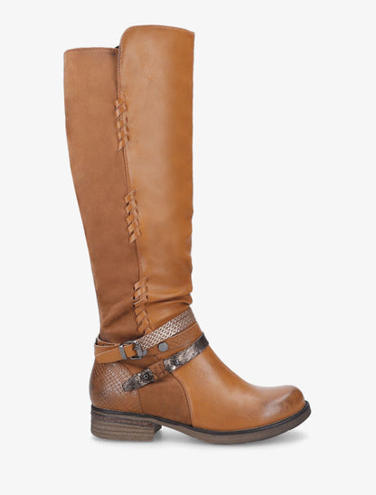 Bottes bi-matière à multi lanières irisées et python - Camel - 5