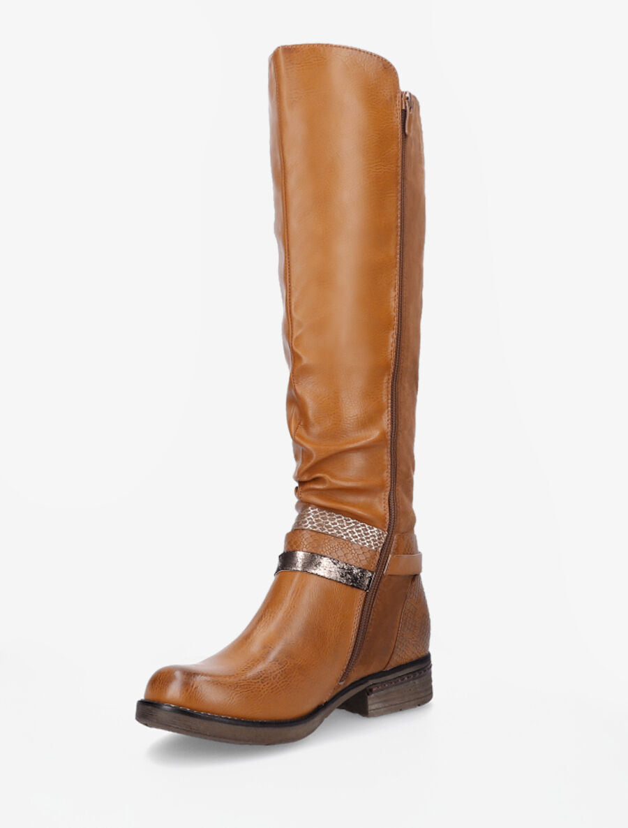 Bottes bi-matière à multi lanières irisées et python - Camel - 3
