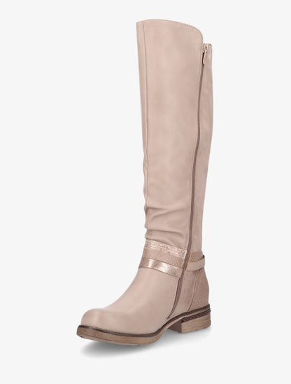 Bottes bi-matière à multi lanières irisées et python - Beige - 3