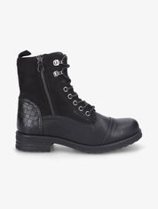 Bottines bi-matière et talon texturé - Noir - 1